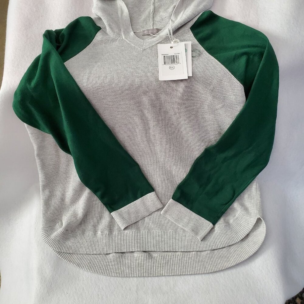 Evolution by Cyrus Gray Green Hoodie Waffle Knit Pullover Size XXL - Picture 3 of 7
